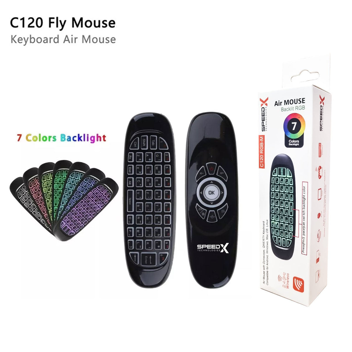 Speedx C120 RGB 7-Colour Backlit Voice Air Mouse