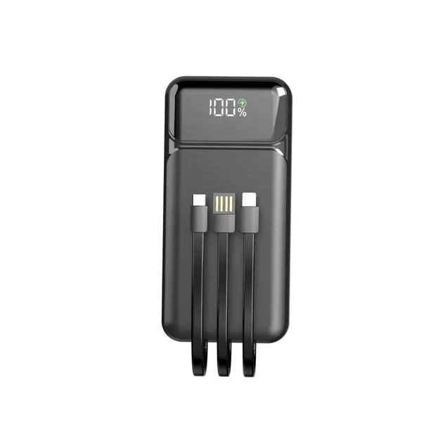 Aspor A316 20000mAh 22.5W Power Bank With Built-In Cables (Black)