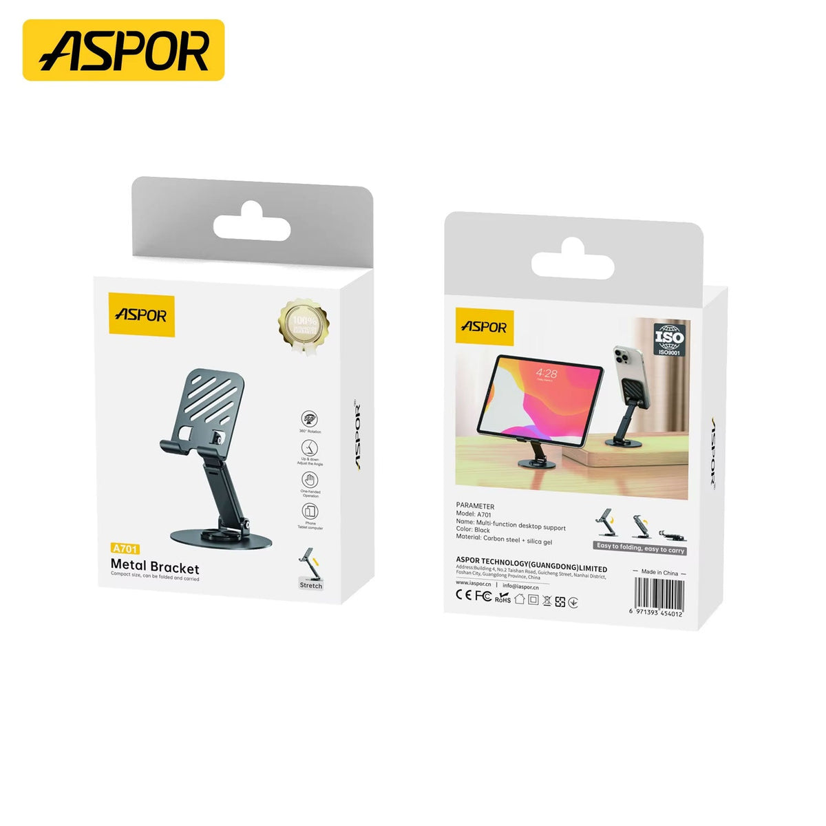 Aspor A701 Foldable Desktop Phone and Tablet Stand