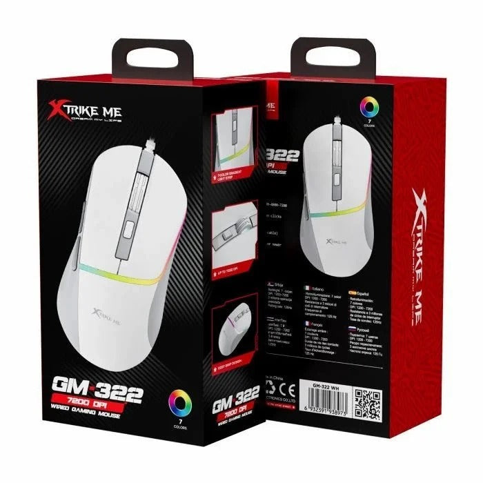 Xtrike Me GM-322 Wired Gaming Mouse 7200 DPI RGB Backlight Ergonomic Design