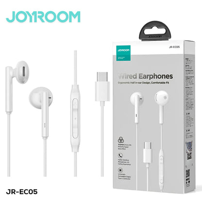 Joyroom EC05 Type-C Series Half In-Ear Wired Earphones (White)