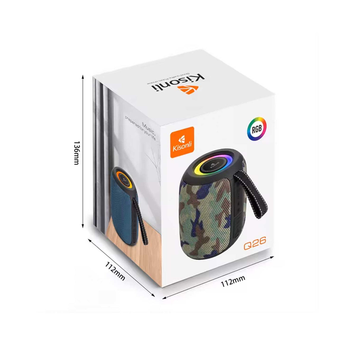 Kisonli Q26 10W RGB Bluetooth Speaker With FM, USB, TF Card And TWS