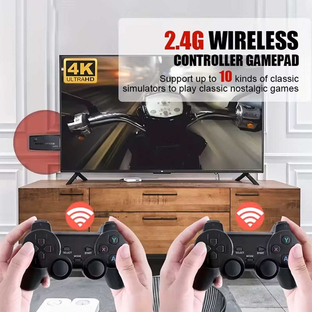 M8 4K Retro Game Stick With 64GB, Takken 3 And 20000+ Games, 2 Controllers