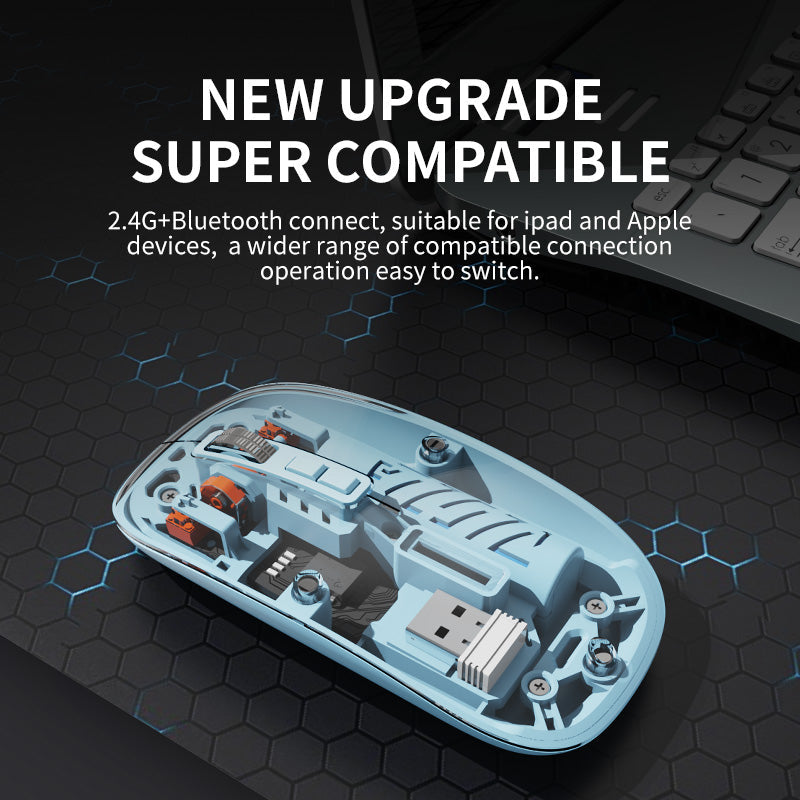New Transparent M-10A Wireless + Bluetooth Dual-Mode Rechargeable Mouse