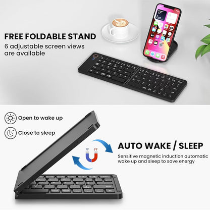 B023 11-Inch Foldable Rechargeable Bluetooth Keyboard (Black)