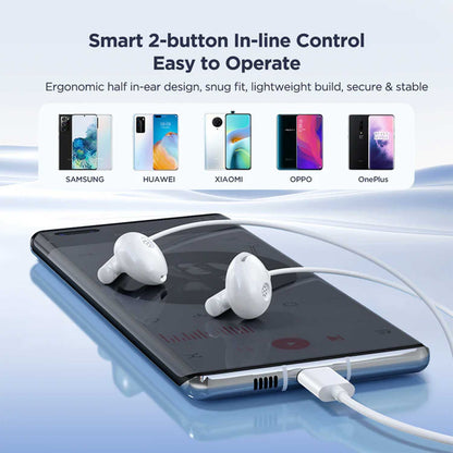 Joyroom EC05 Type-C Series Half In-Ear Wired Earphones (White)