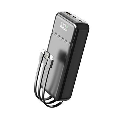 Aspor A316 20000mAh 22.5W Power Bank With Built-In Cables (Black)