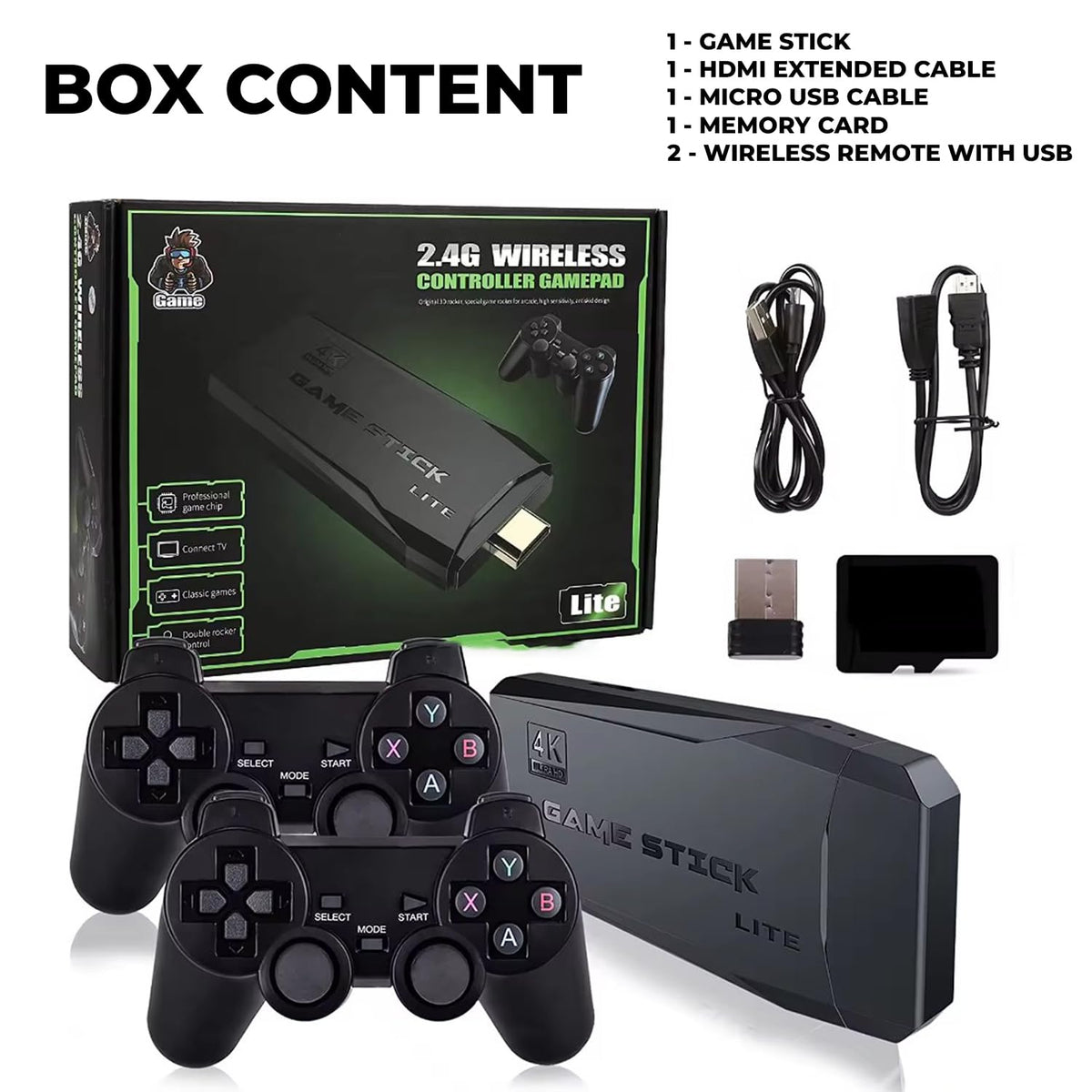 M8 4K Retro Game Stick With 64GB, Takken 3 And 20000+ Games, 2 Controllers