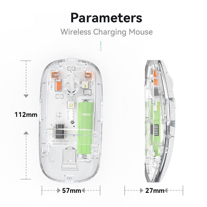 New Transparent Wireless + Bluetooth Dual-Mode Rechargeable Mouse