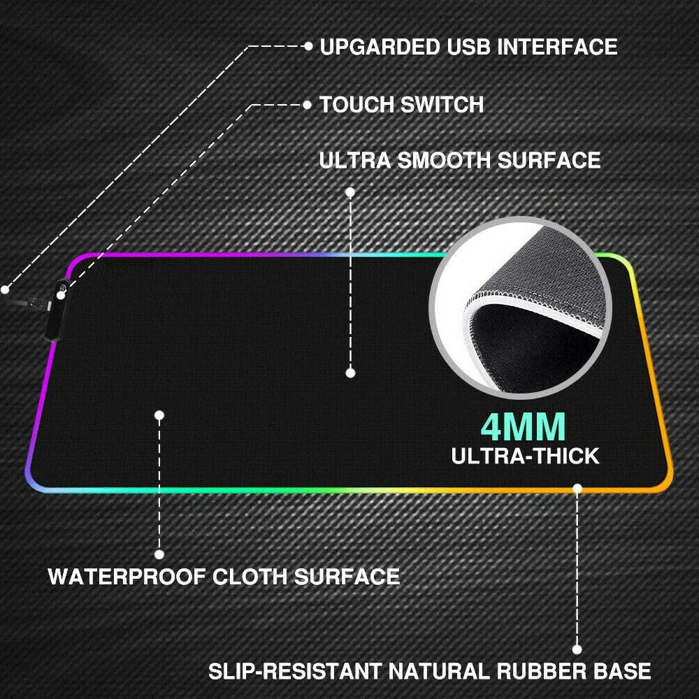 RGB Gaming Mouse Pad Large 800x300x4mm With Non-Slip Rubber Base