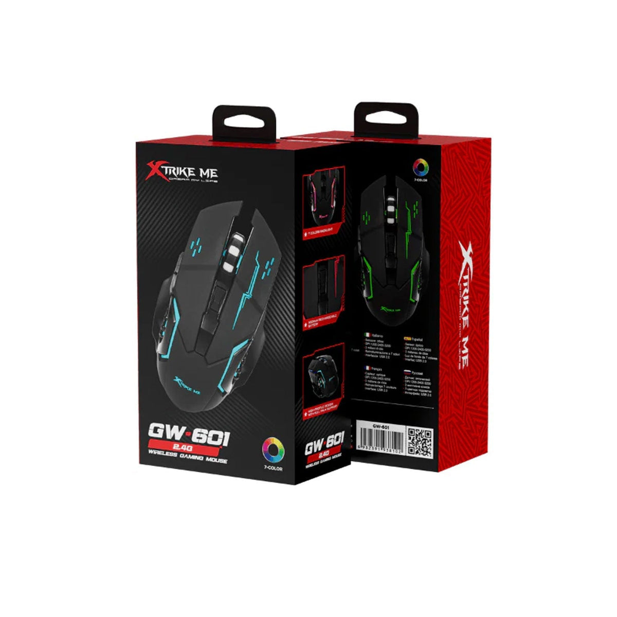 Xtrike Me GW-601 6D Button 3200 DPI RGB Wireless Rechargeable Gaming Mouse