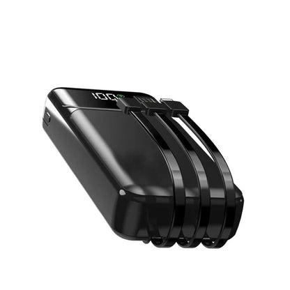 Aspor A316 20000mAh 22.5W Power Bank With Built-In Cables (Black)