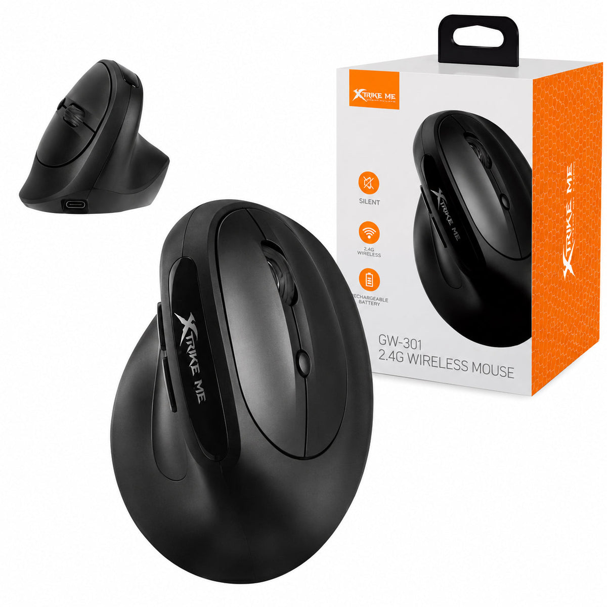 Xtrike Me GW-301 2.4G Wireless Ergonomic Rechargeable Mouse