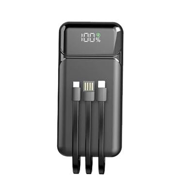 Aspor A316 20000mAh 22.5W Power Bank With Built-In Cables (Black)