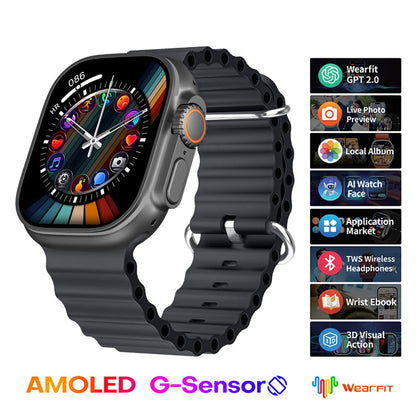 HK10 Ultra 3 Smart Watch 2.02" AMOLED Display With AI Features, G-Sensor And 2 Straps
