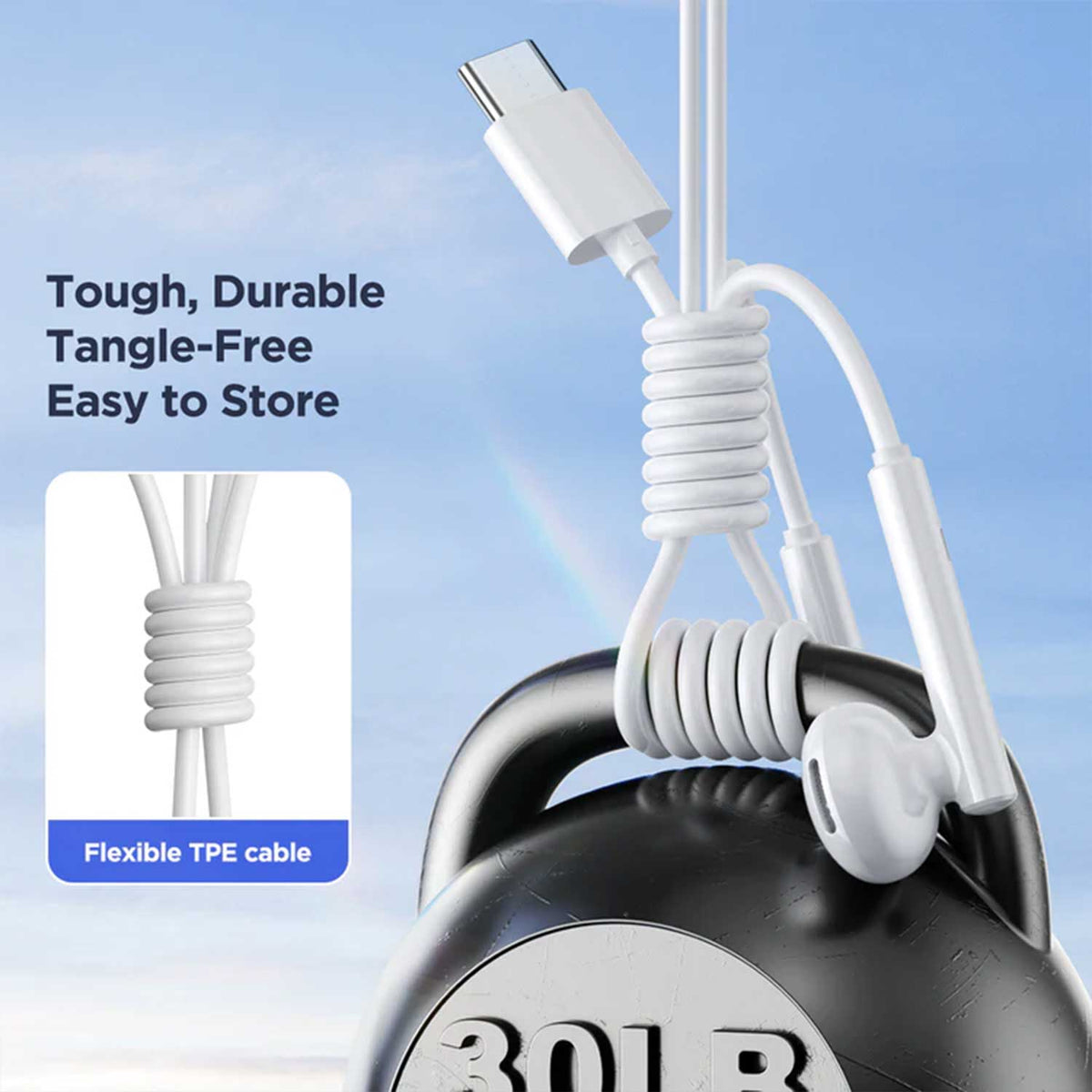 Joyroom EC05 Type-C Series Half In-Ear Wired Earphones (White)