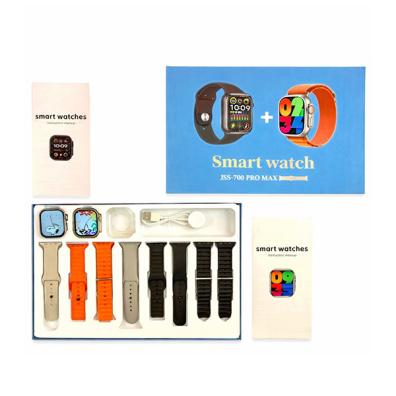 JSS-700 Pro Max Dual Smart Watch With 7 Straps, Silicone Case And Bluetooth Calling (Black Gold)