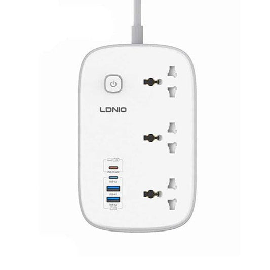 LDNIO SC6 45W GaN Fast Charging Power Strip – 3250W, 3 Sockets, 2 USB-A + 2 USB-C, 2M
