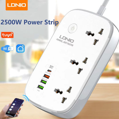 LDNIO SCW3451 2500W WiFi Smart Power Extension – 3 Sockets, 1 USB-C + 3 USB-A