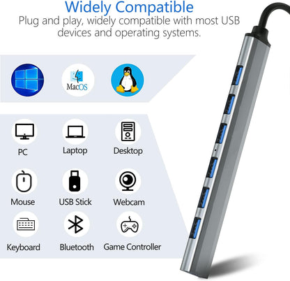Speed-X SP-UH307AL 7 Port USB 3.0 Ultra Slim Portable Hub – Aluminum Alloy, 5Gbps