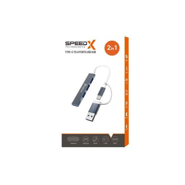Speedx SP-UTC41 2-in-1 4 Port USB 3.0 Hub