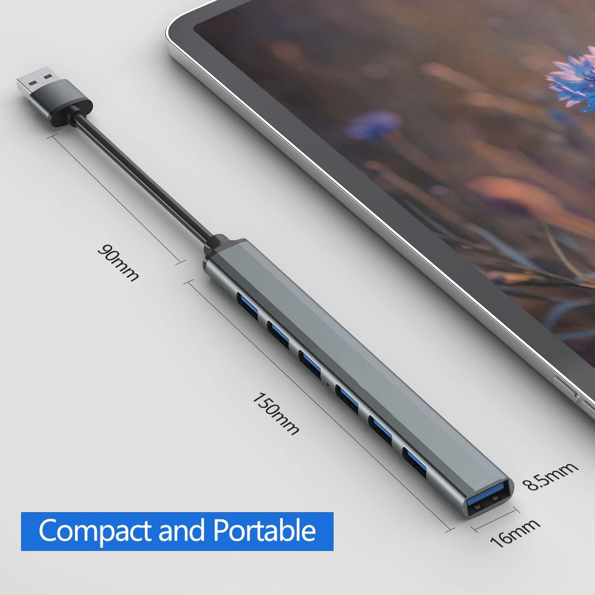 Speed-X SP-UH307AL 7 Port USB 3.0 Ultra Slim Portable Hub – Aluminum Alloy, 5Gbps