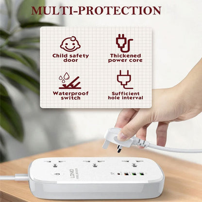 LDNIO SCW3451 2500W WiFi Smart Power Extension – 3 Sockets, 1 USB-C + 3 USB-A
