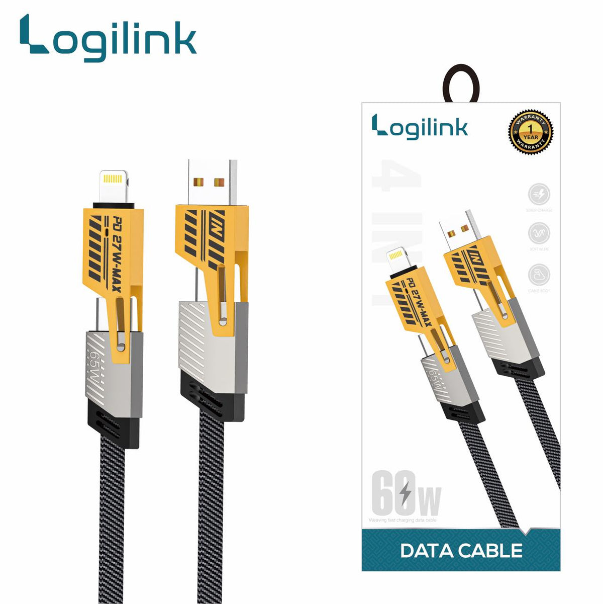 4-in-1 Multi USB PD Fast Charging Cable (Type-C To C, C To Lightning, USB To C, USB To Lightning)