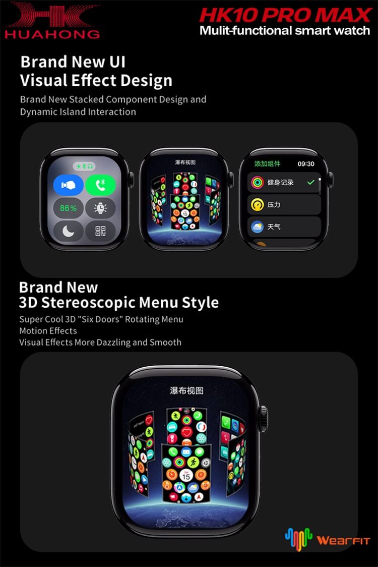 HK10 Ultra 3 Smart Watch 2.02" AMOLED Display With AI Features, G-Sensor And 2 Straps