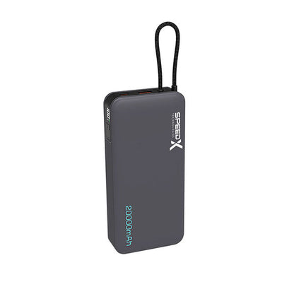 Speedx SP-S285 22.5W 20000mAh Super Fast Charging Power Bank With Built-In Cable