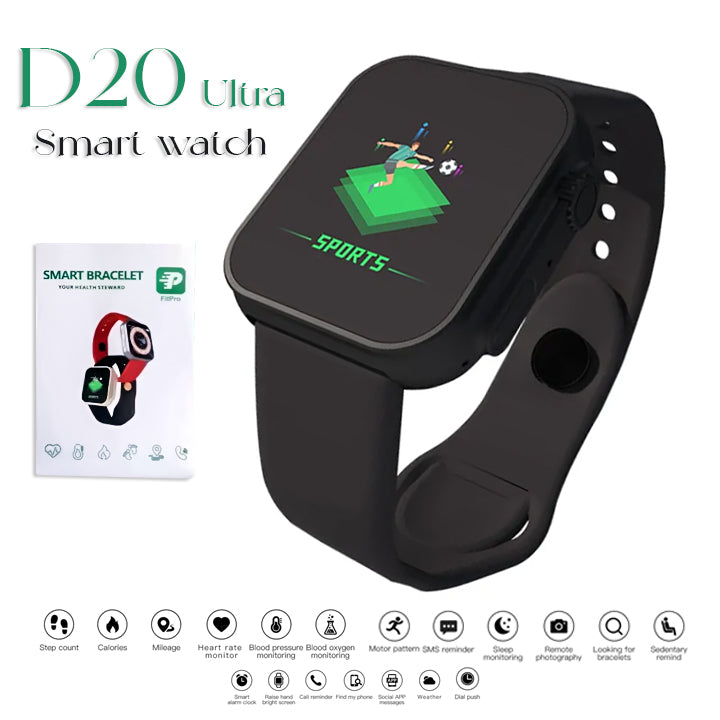 D20 Ultra Fitness Bracelet With Blood Pressure And Heart Rate Monitor (Black)