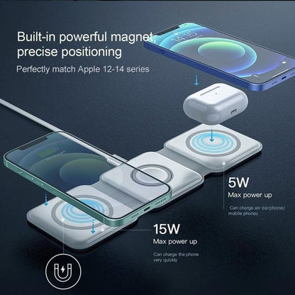 3-in-1 15W Fast Wireless Magnetic Charging Pad For iPhone, AirPods And Smartwatch