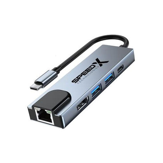 Speed-X SP-TC501 5-in-1 Multi-Port Type-C 4K HDMI USB 3.0 Converter