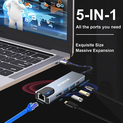 Speed-X SP-TC501 5-in-1 Multi-Port Type-C 4K HDMI USB 3.0 Converter