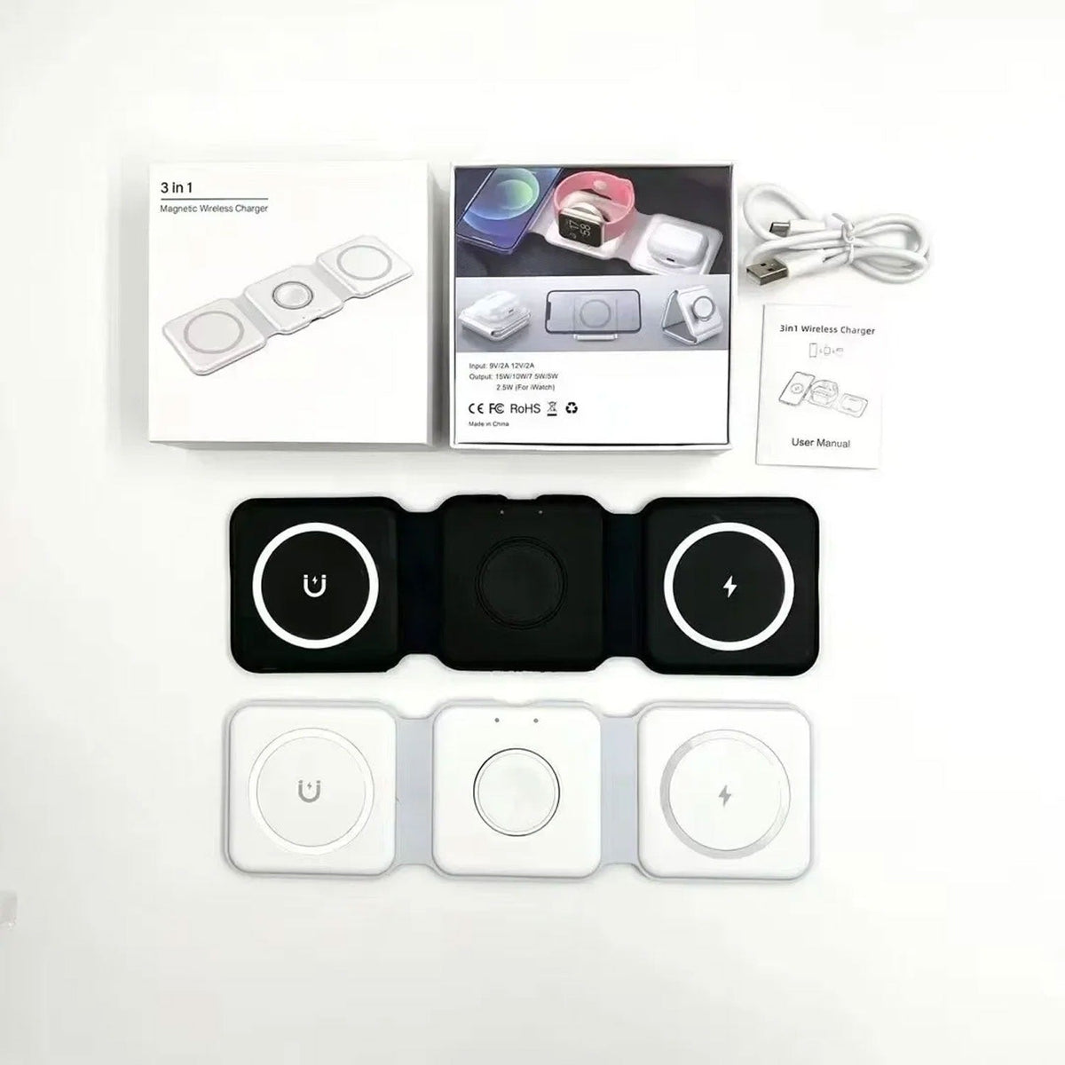 3-in-1 15W Fast Wireless Magnetic Charging Pad For iPhone, AirPods And Smartwatch