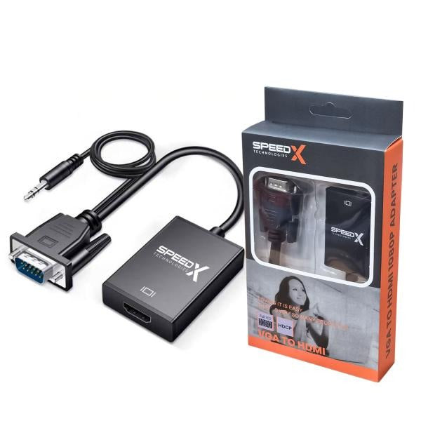 Speedx SP-VH108 VGA To HDMI 1080p Adapter With 3.5mm Audio Output