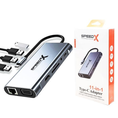 Speed-X SP-TC1101 11-in-1 Multi-Port Type-C 4K HDMI USB 3.0 Converter