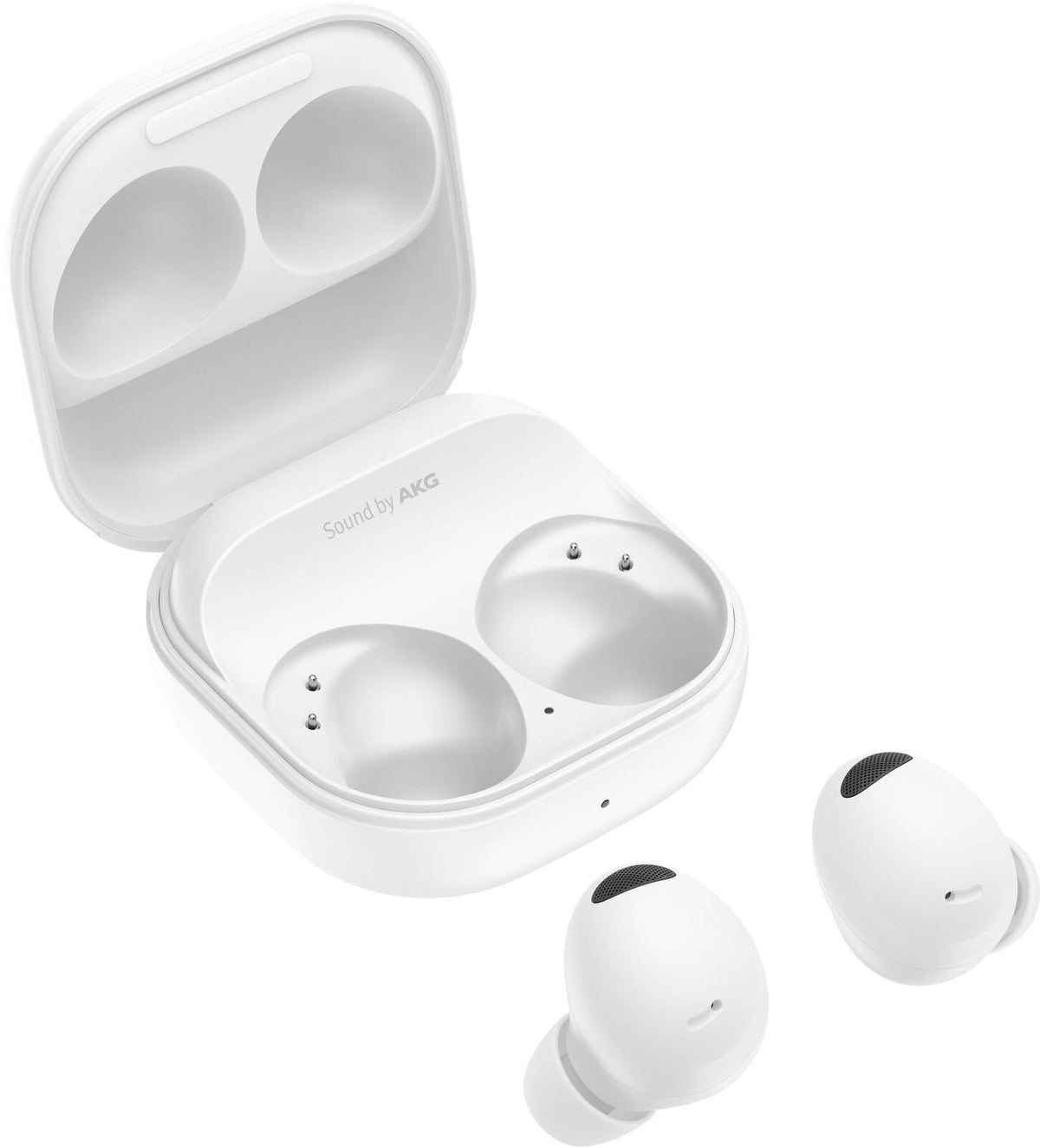 True wireless earbuds in white