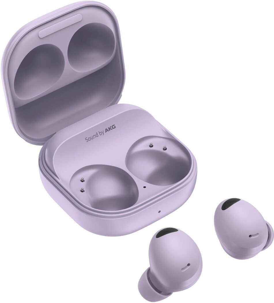 True wireless earbuds in purple